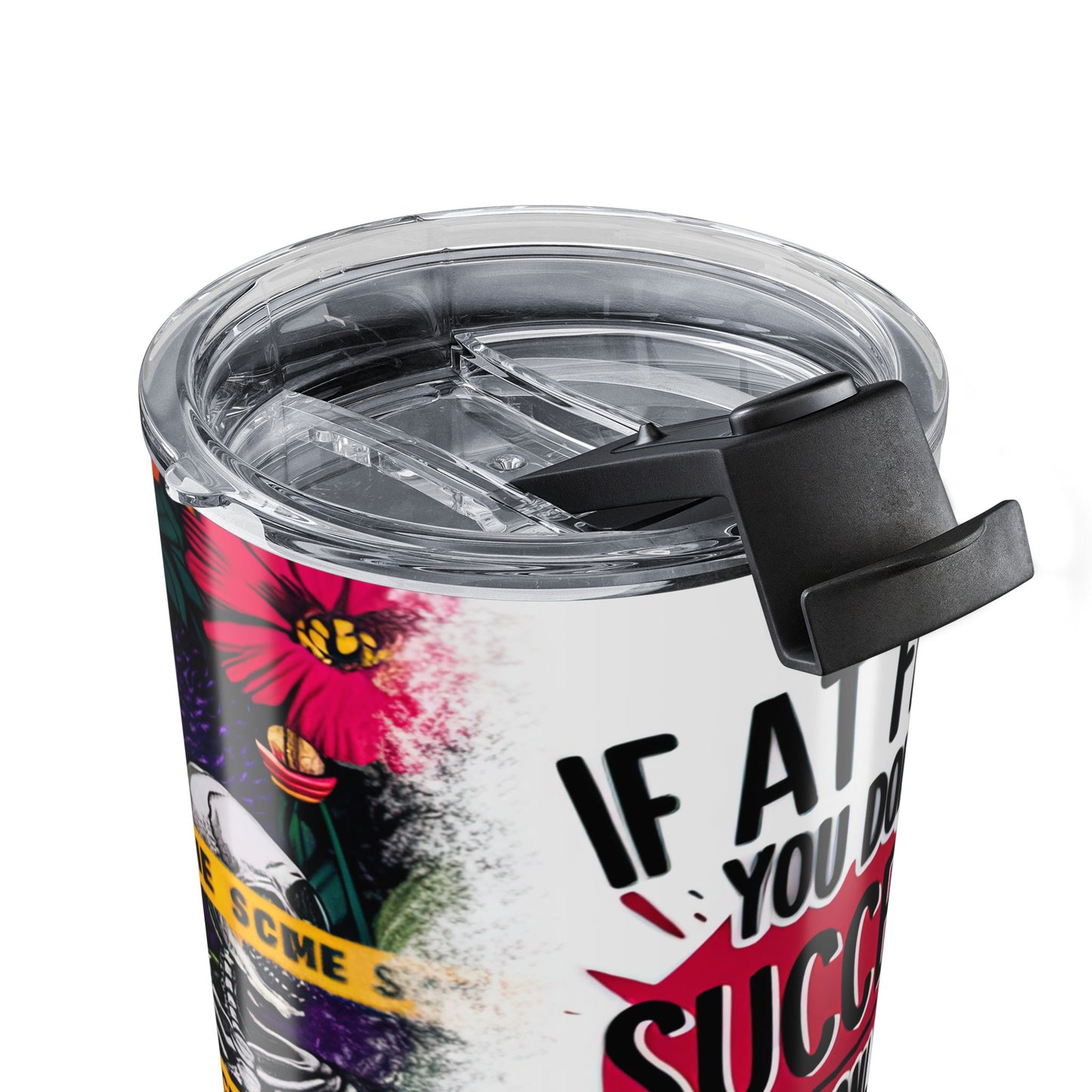 Skeleton Crime Scene Floral 20oz Stainless Steel Tumbler