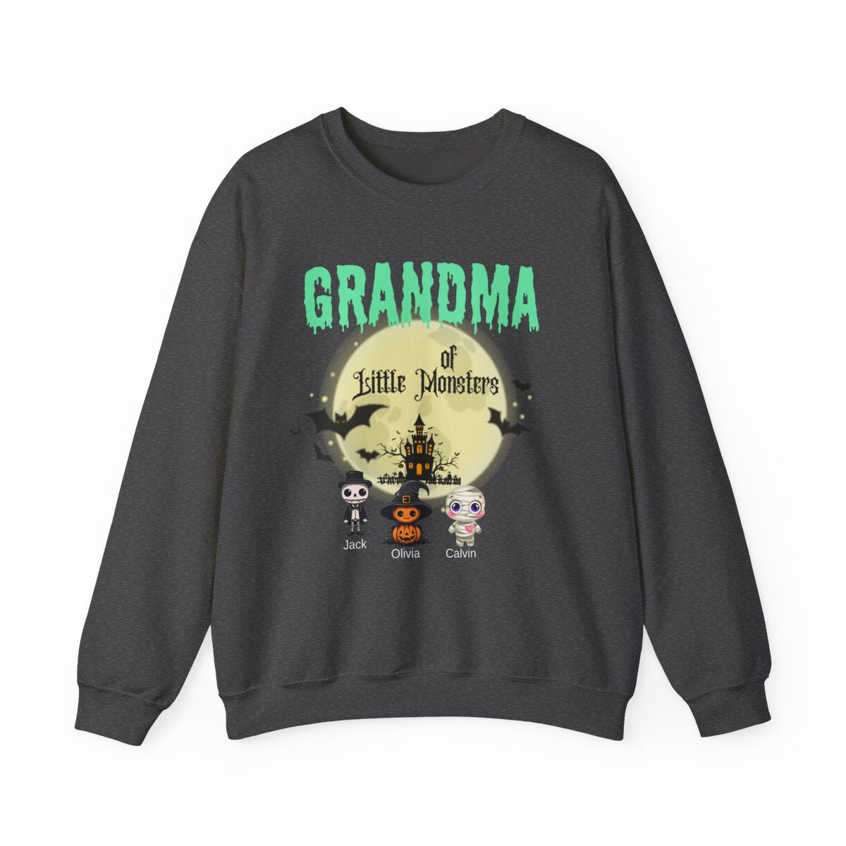 Custom Halloween Grandmas Little Monster Sweatshirt, Personalized with Kids' Names