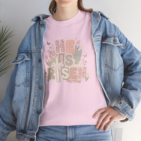 Christian Easter Shirt, He Is Risen Tee, Religious Spring Outfit, Faith-Based Gift, Easter Graphic T-Shirt, Inspirational Apparel