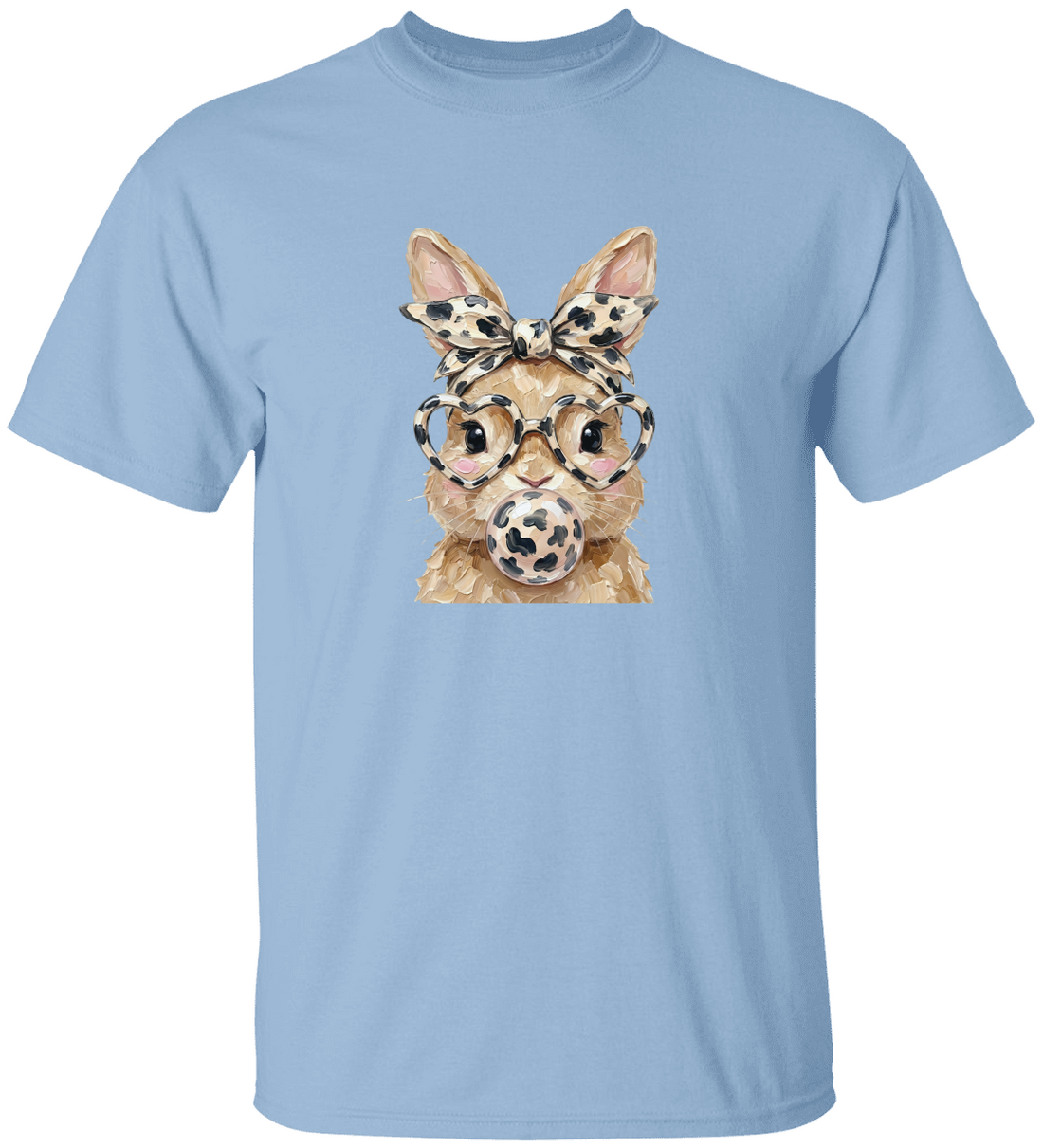 Cute Bunny Kids T-Shirt, Leopard Print Glasses Tee, Adorable Animal Graphic Top, Fun Clothes for Kids, Gift for Animal Lovers