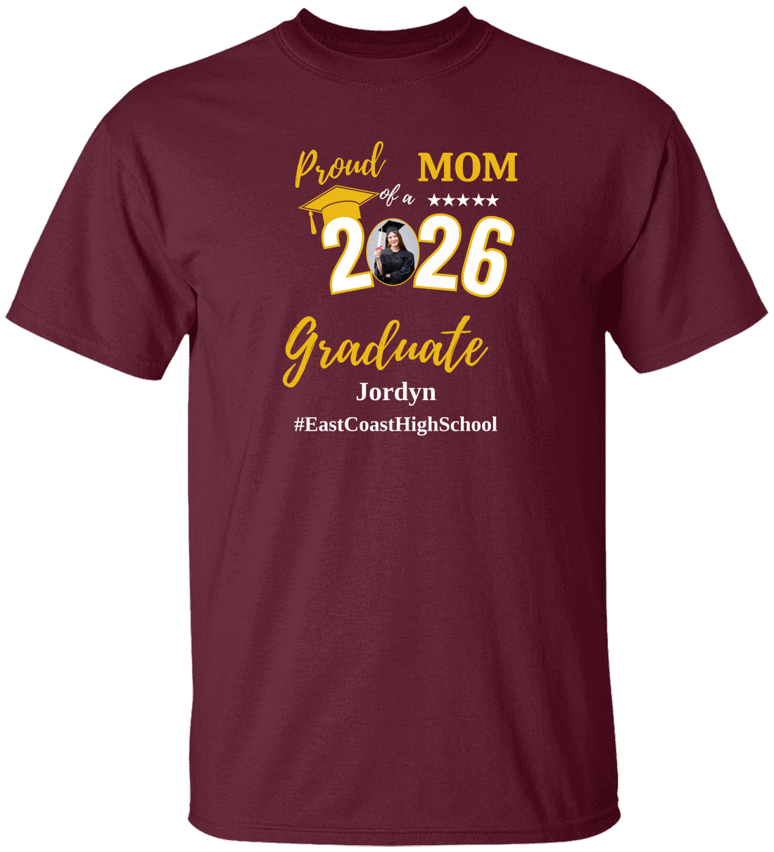 Proud Mom of a 2026 Graduate Shirt, Personalized Graduation Mom/Dad T-Shirt with Photo, Senior Mom/Dad Gift, Custom Graduate Name School Shirt