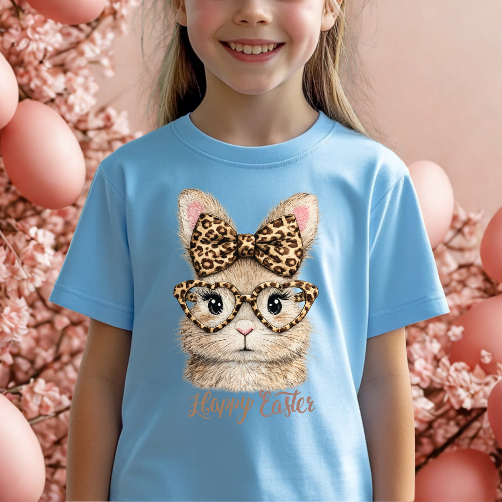 Easter Bunny Shirt, Cute Bunny Shirt for Kids, Bow Rabbit Tee, Girls Animal Shirt, Easter Outfit, Hoppy Easter Top, Kids Gift