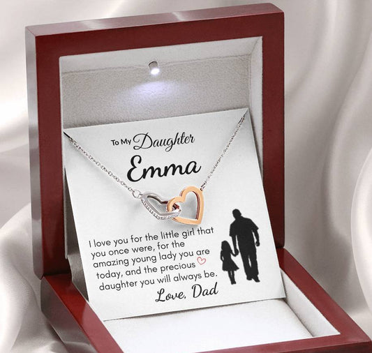 Personalize Hearts Necklace for Daughter, Birthday Gift for Her, Dad to Daughter Jewelry