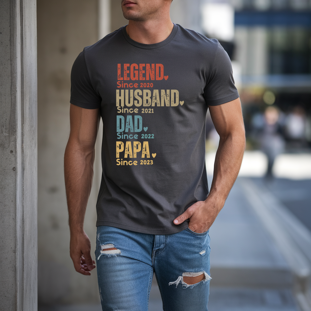 Personalized Dad Shirt, Custom Legend Husband Dad Papa Tee, Father's Day Gift for Dad, Unique Father's Tee, Dad Since 2020