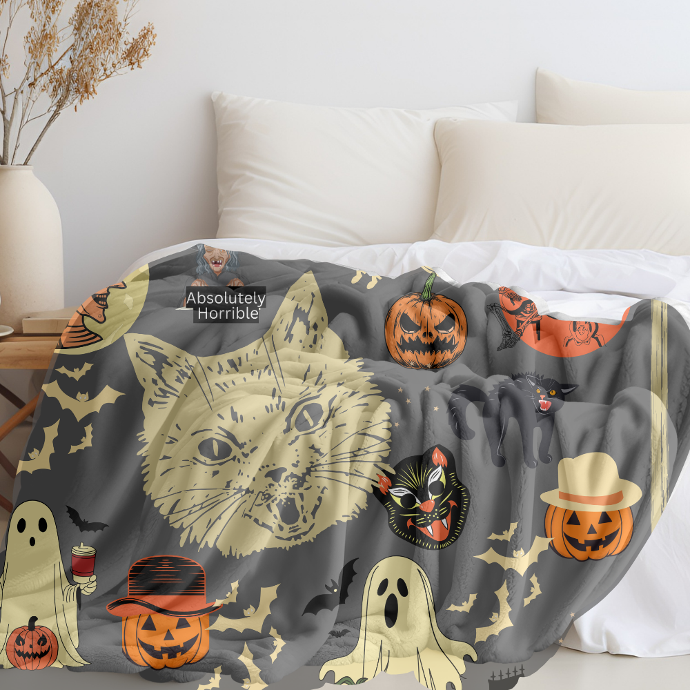 “Long Live Halloween – Vintage Spooky Blanket” 50x60 Cozy Plush Fleece Blanket