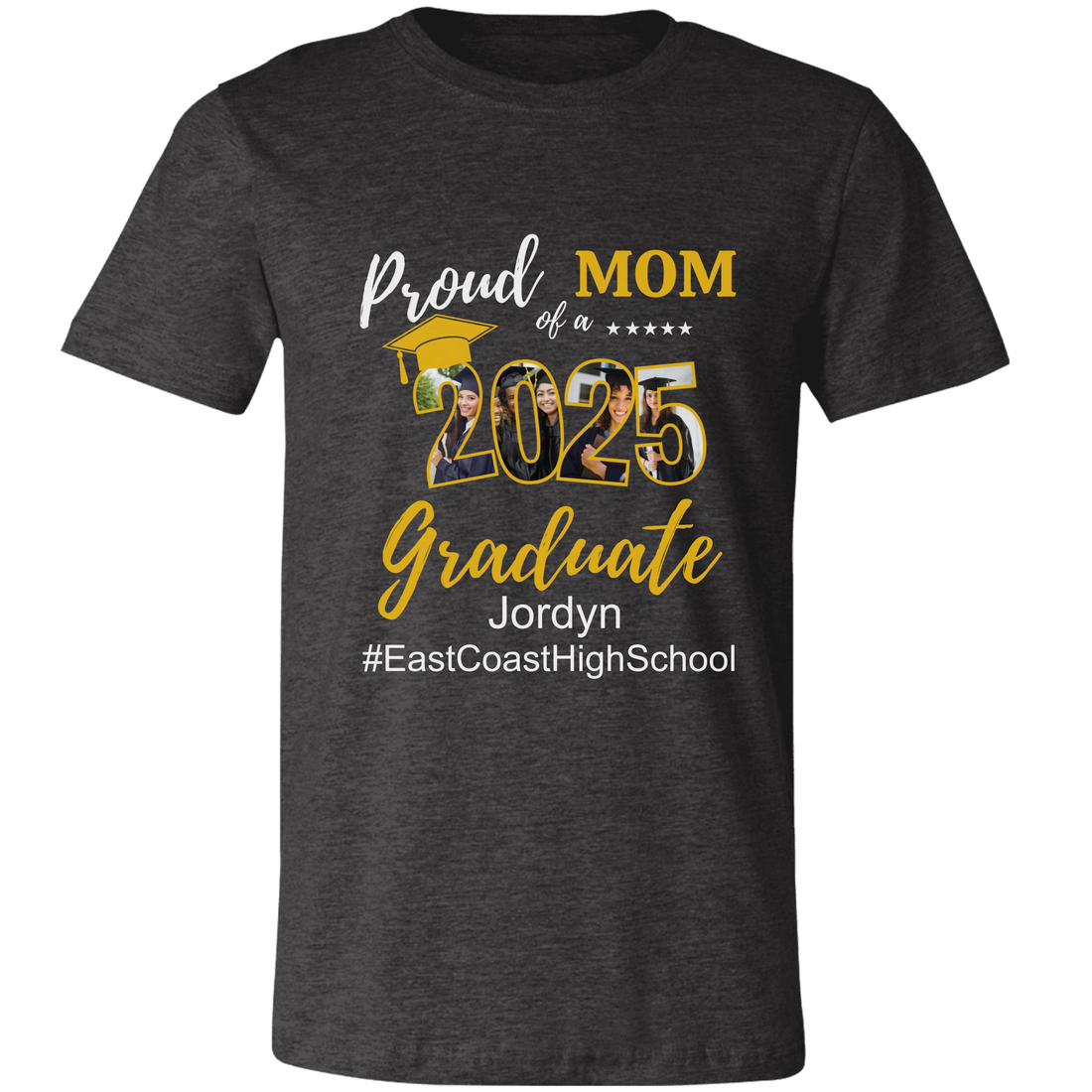 Proud Family T-Shirt, Personalized 2025 Grad Tees, 2025 Graduate Custom Photo Graduate Tee