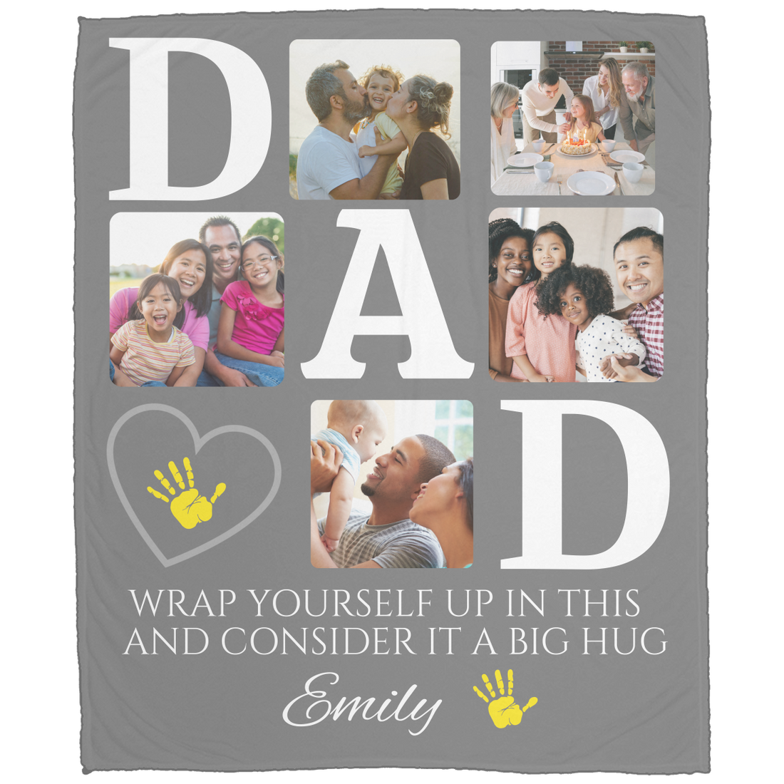 "BIG HUG" Custom Family Photo Throw, Father's Day Gift, Cozy Warm Blanket, Memory Keepsake