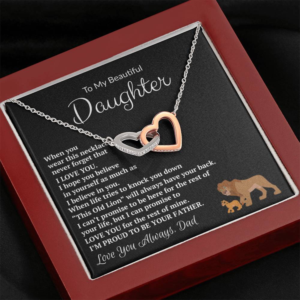 Interlocking Hearts Necklace Gift for Daughter, Heart Pendant Necklace
