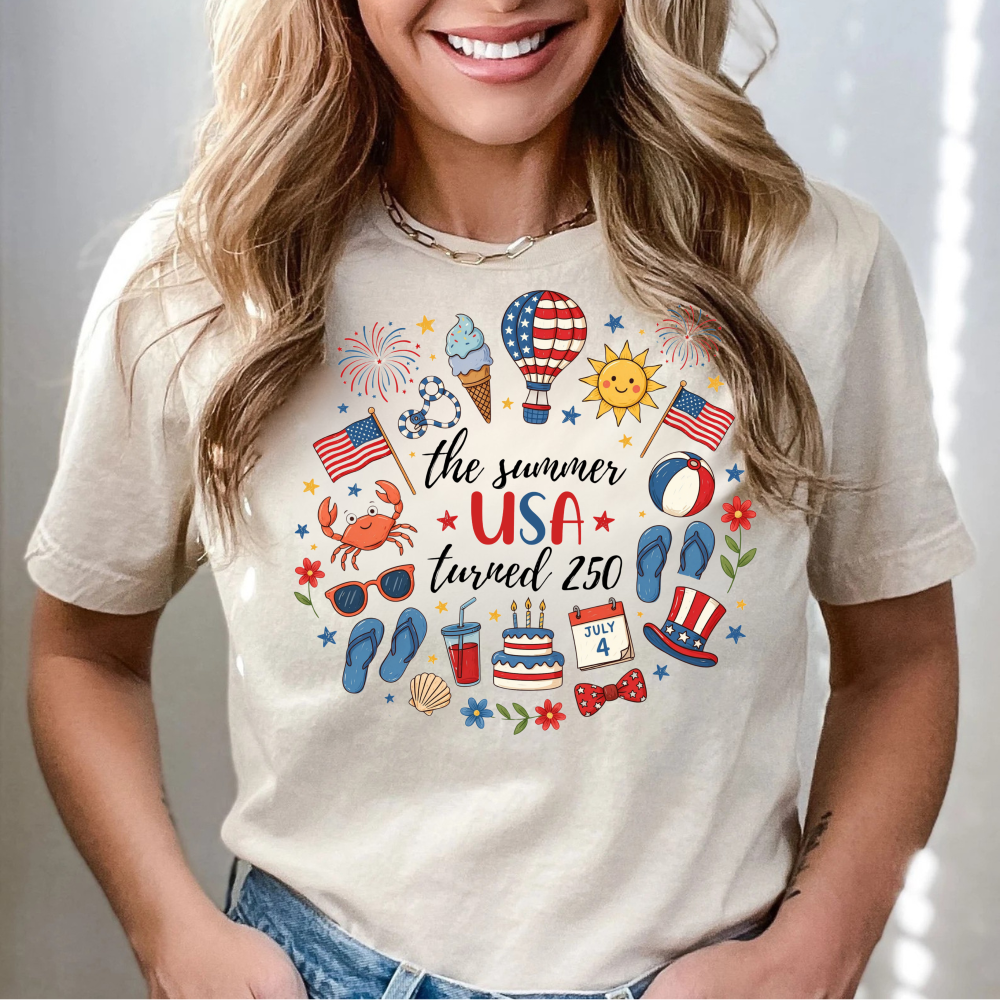 USA 250th Anniversary Shirt, Patriotic Summer T-Shirt, July 4th Celebration Tee, Independence Day Graphic, Red Cotton Tee