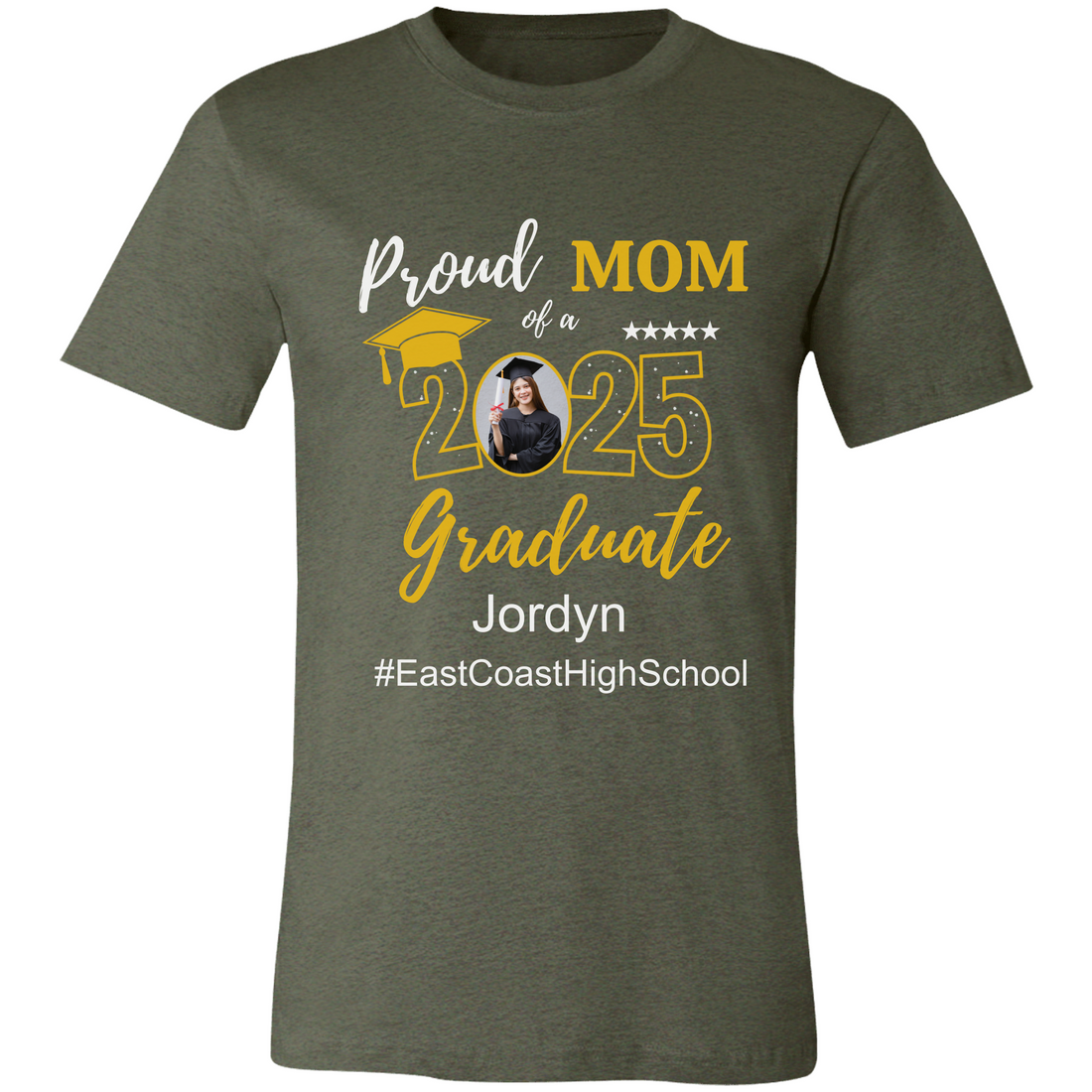 Proud Family T-Shirt, Personalized 2025 Grad Tees, 2025 Graduate Custom Photo Graduate Tee