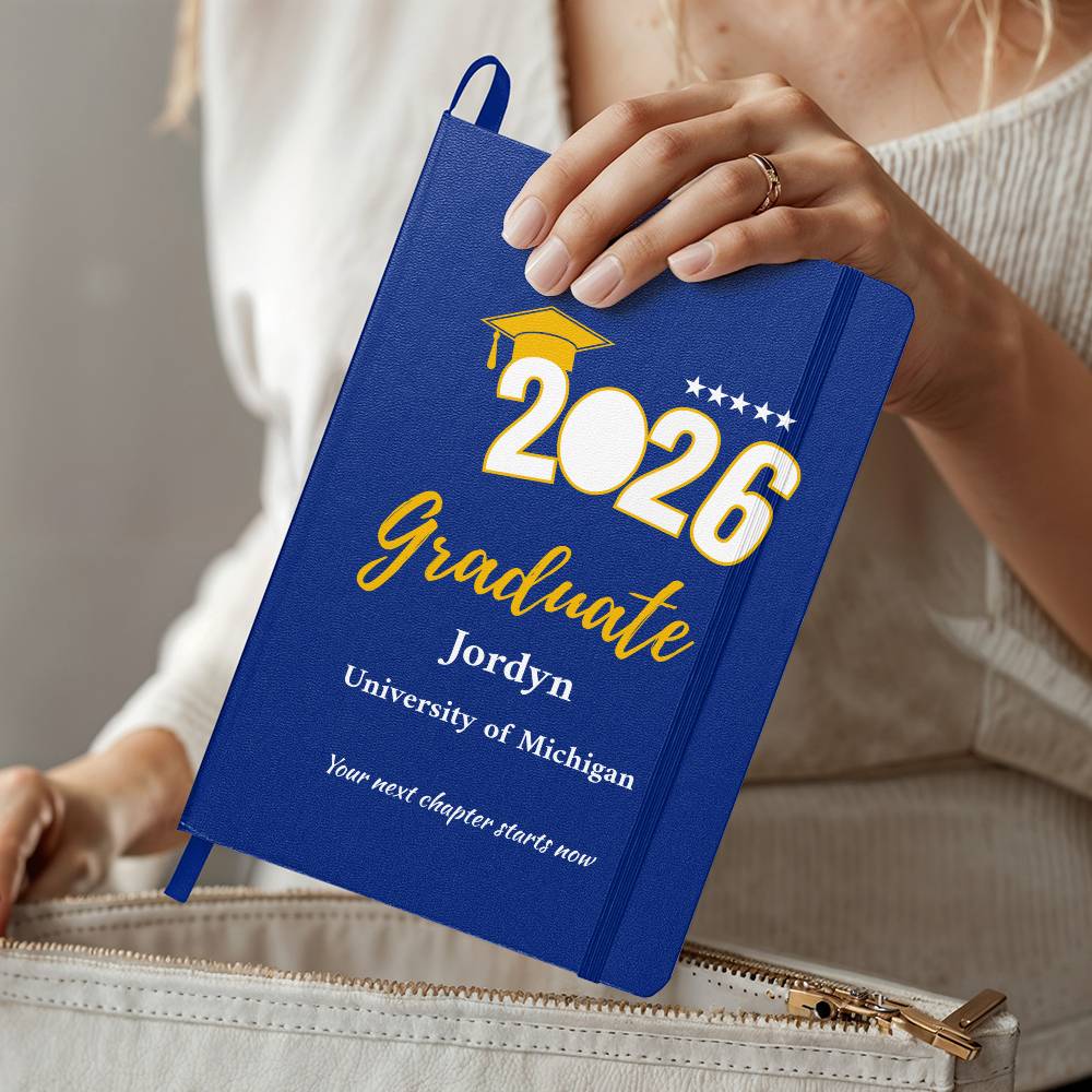 Personalized Graduation Journal – Custom Class of 2026 Notebook – Graduate Gift with Name & School – Senior Keepsake Ambassador Bound Journal