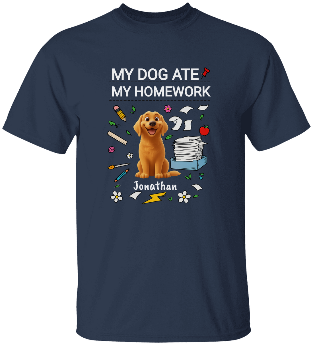 Personalized Kids Cotton Tee with Funny Dog Design