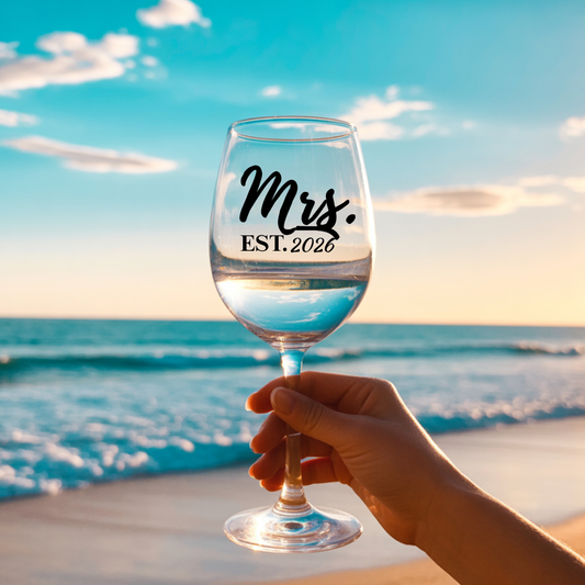 “Custom ‘Mr. & Mrs.’ Glass Set Made Just for Their Special Day” ‘Mr. & Mrs.’ Wine Glass Set!