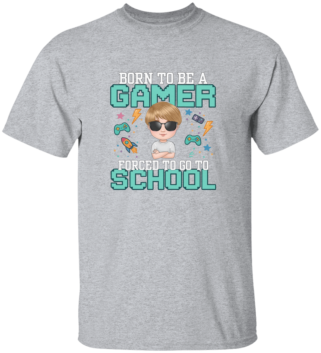 Kids Gamer Tee - Personalize Image Fun School Shirt