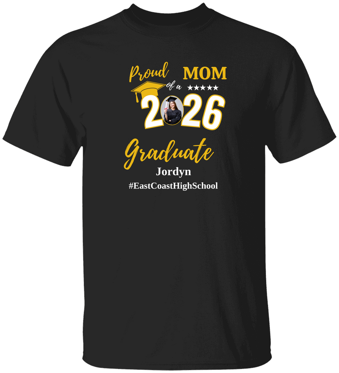 Proud Mom of a 2026 Graduate Shirt, Personalized Graduation Mom/Dad T-Shirt with Photo, Senior Mom/Dad Gift, Custom Graduate Name School Shirt