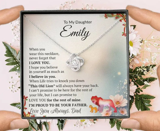 To My Daughter Love Knot Necklace, Love Dad! Beautiful Gift for Daughter!