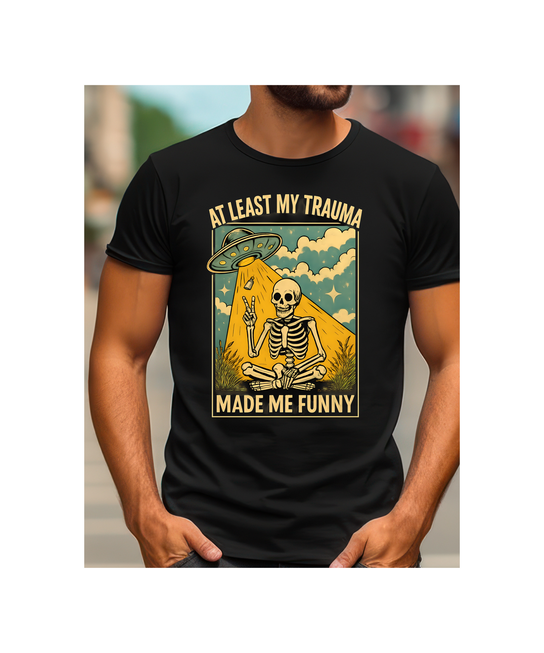 Funny Halloween Skeleton Design "My Trauma" Tee
