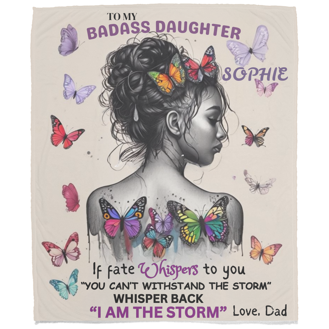 Personalized To My Badass Daughter Blanket - Empowering Gift For Daughter From Dad