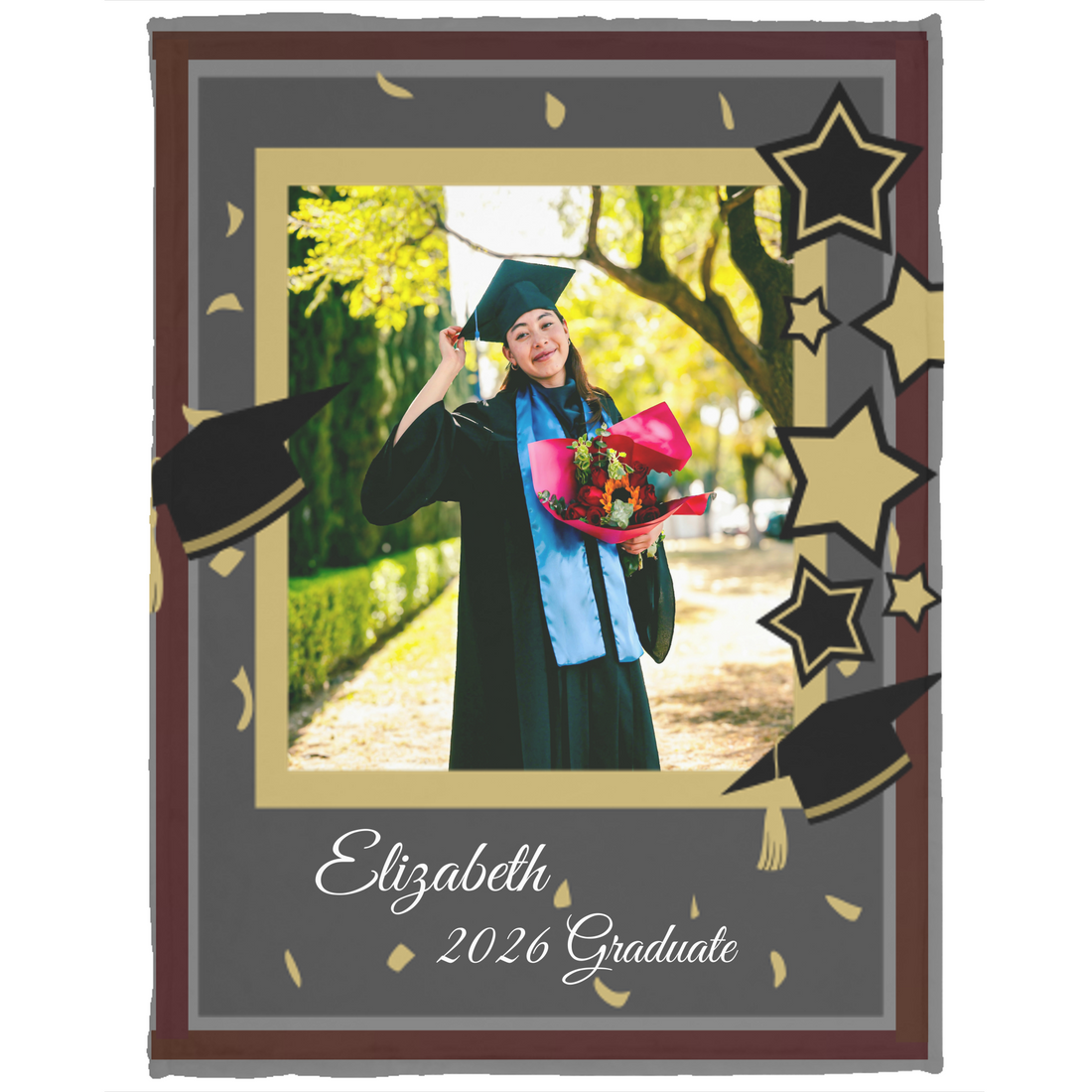 Personalized Graduation Blanket with Photo – Custom Name & Year Keepsake Gift for Graduate (Class of 2026)