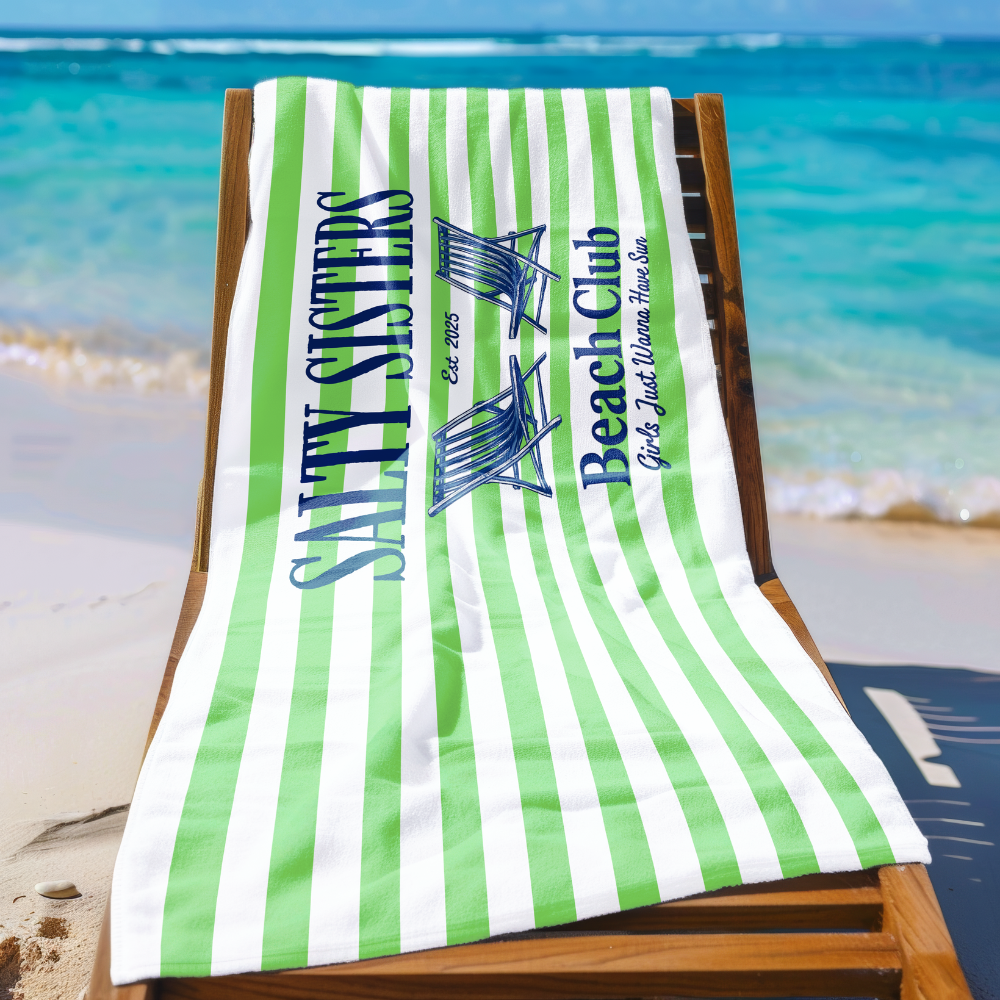 Personalized Salty Sisters, Salty Moms, Salty Girls Beach Vacation Towel, Summer Beach Lover- 35x70