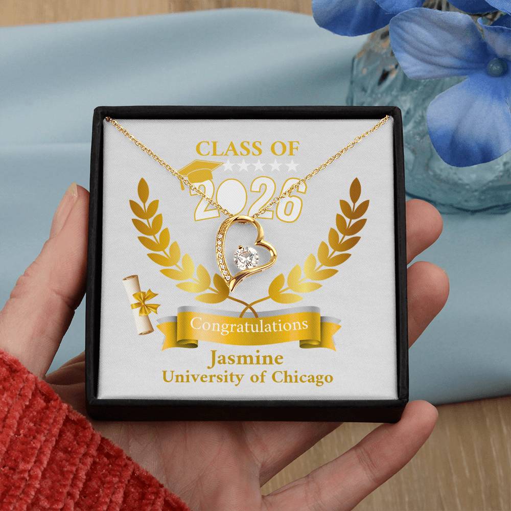 Personalized Graduation Necklace Gift for Her, Class of 2026 Senior Gift, Congrats Graduate Keepsake Necklace