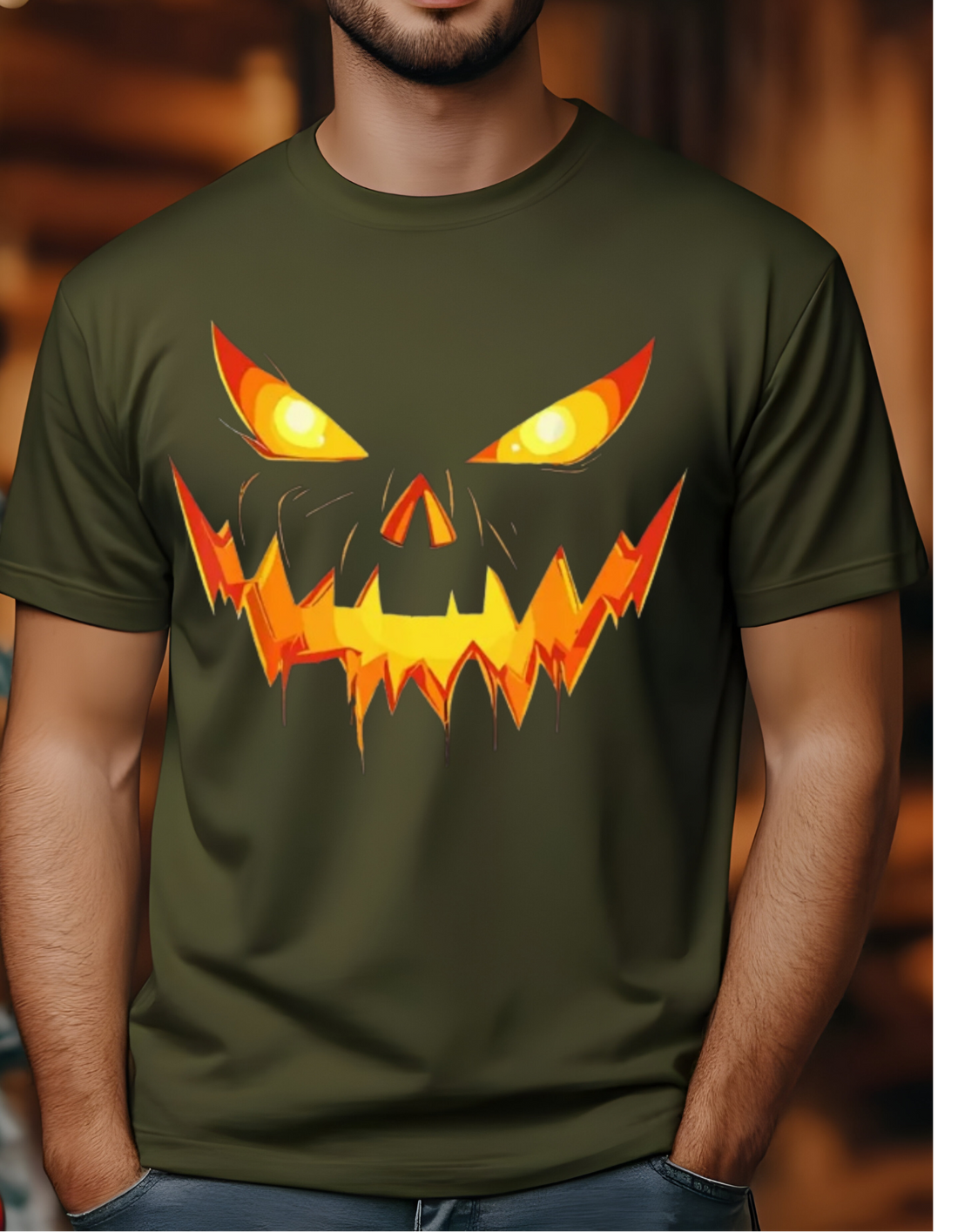 Halloween, jack-o’-lantern, pumpkin face,Cotton Tee