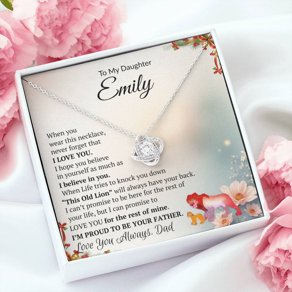 To My Daughter Love Knot Necklace, Love Dad! Beautiful Gift for Daughter!