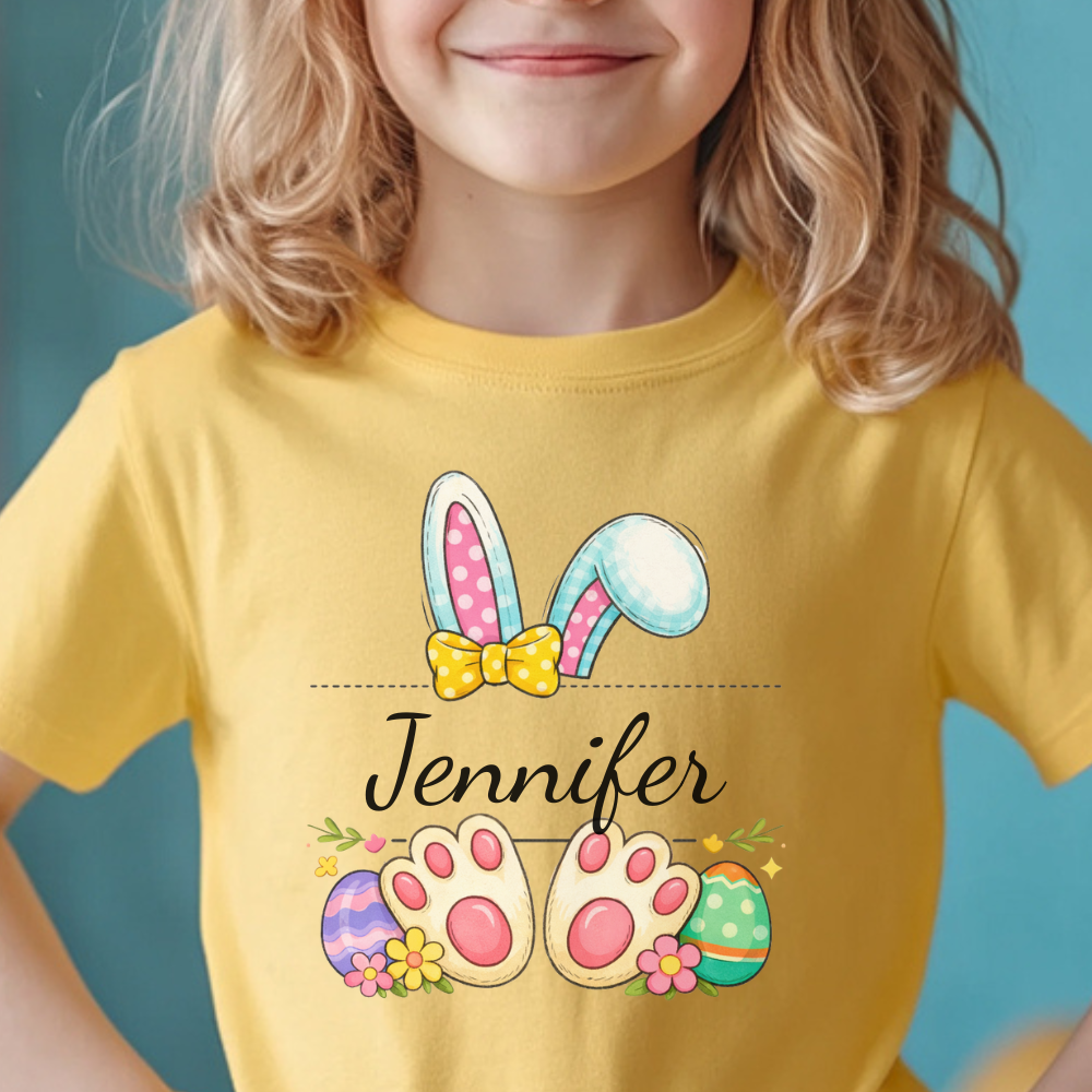 Happy Easter Custom Shirt, Cute Bunny Toddler T-Shirt, Easter Family Trip Shirt, Kids Easter Tee, Personalized Easter Shirt, Bunny Lover Tee