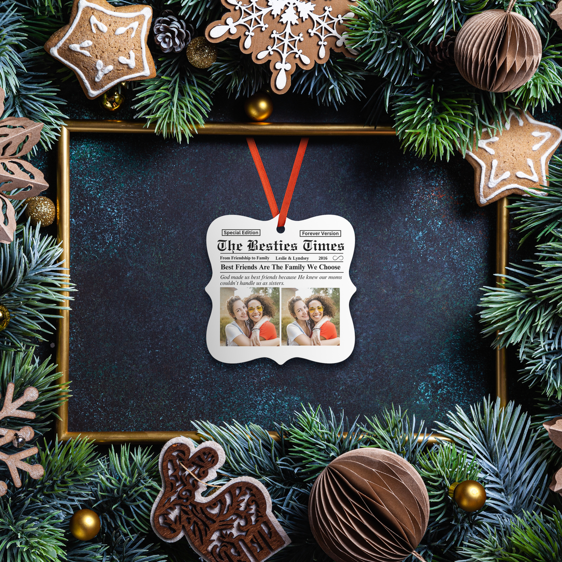 Personalized Besties Times "Best Friends" Christmas Ornament