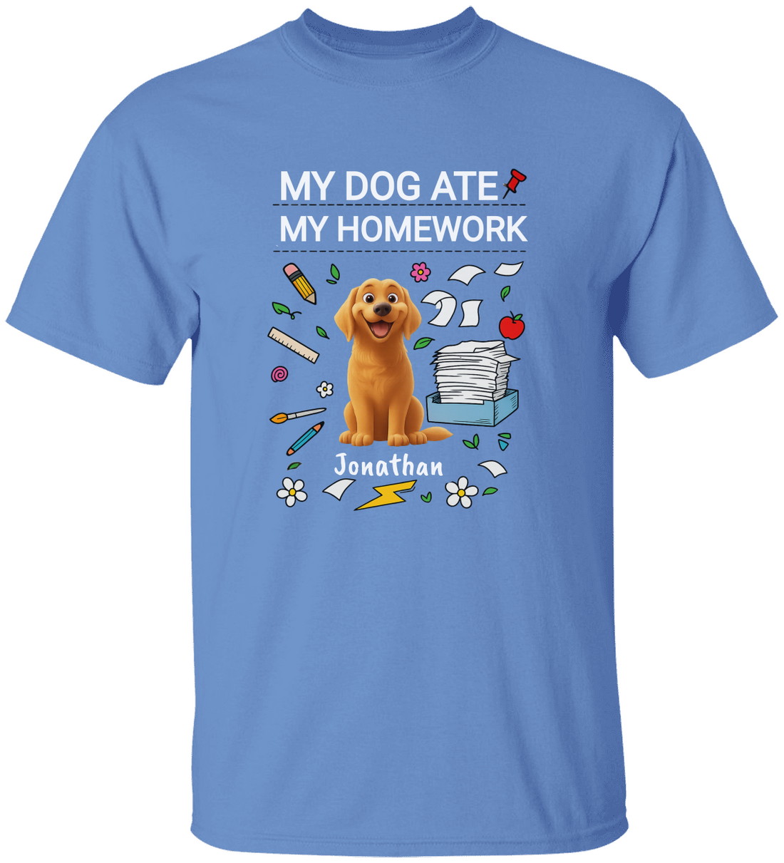 Personalized Kids Cotton Tee with Funny Dog Design