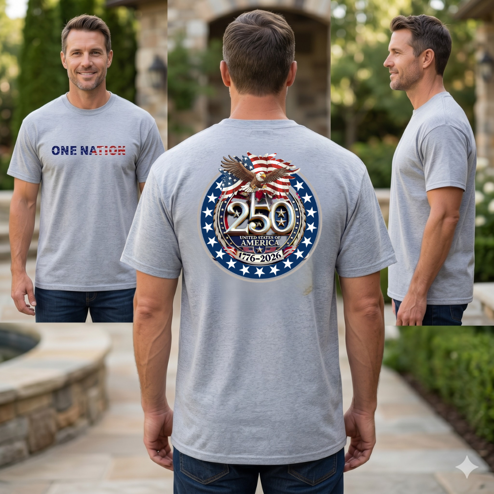 Patriotic One Nation Tee, American Eagle 250th Anniversary Shirt, US Celebration T-Shirt, Independence Day Apparel