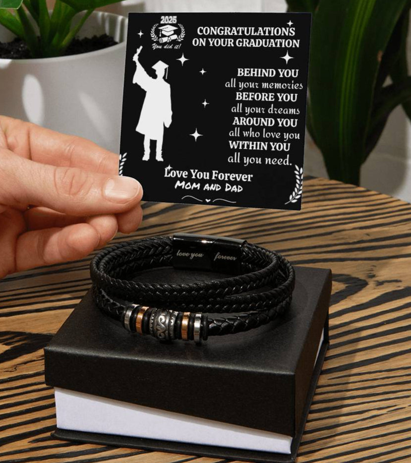 Personalized To My Son "Congrats on Your Graduation Day" Men's Love You Forever Bracelet