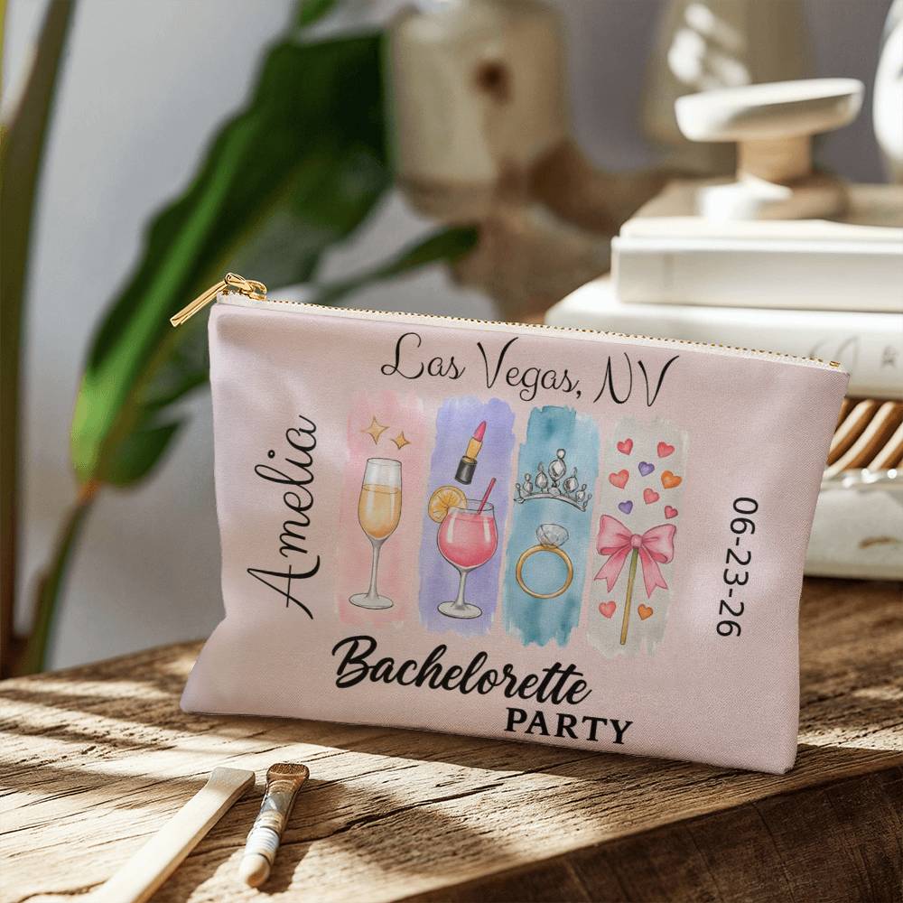 Personalized Bachelorette Party Makeup Bag, Bridal Shower Favor, Bridesmaid Gift Idea