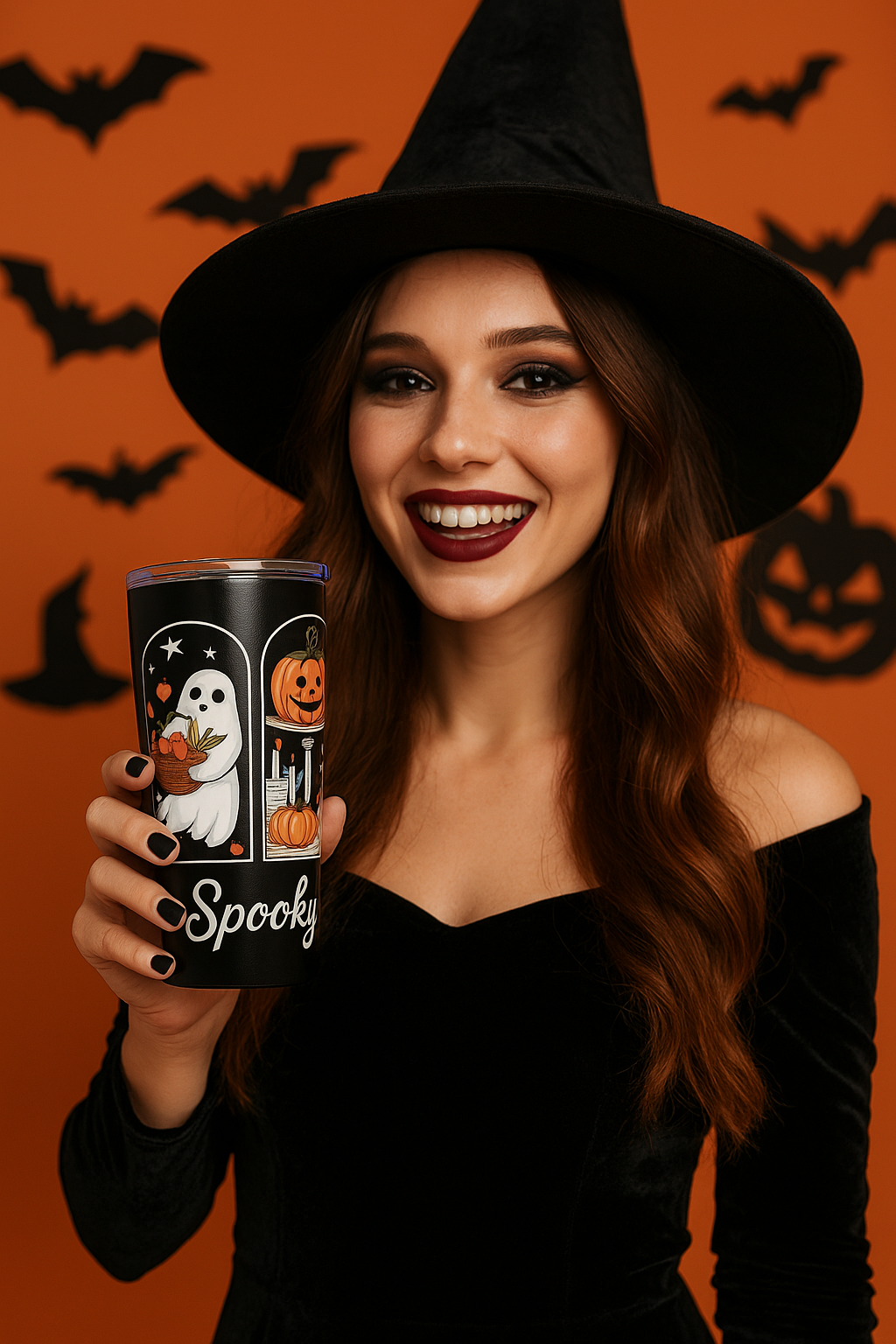Spooky Season Ghost and Pumpkins Tumbler 20oz
