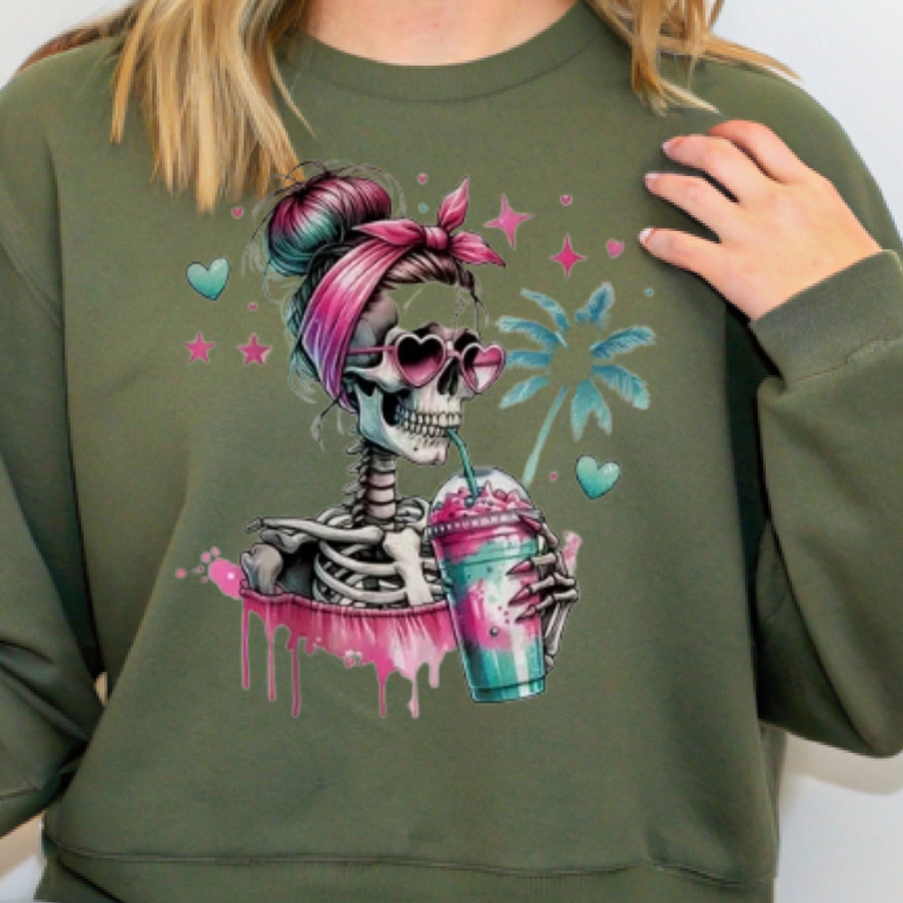 Funky Skeleton Skull Print Sweatshirt - Soft & Stylish