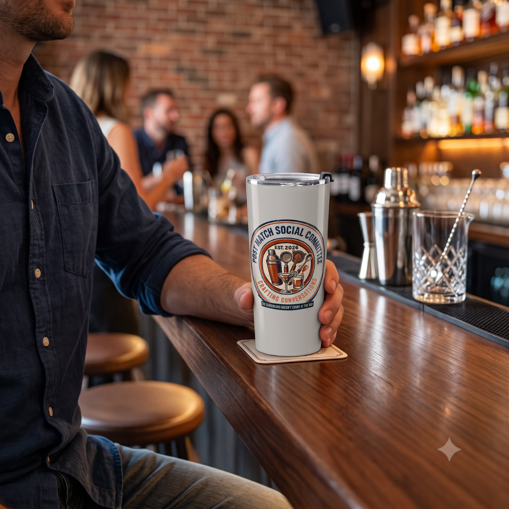 Post Match Social Committee Tumbler | Social Club Travel Mug | Sports Team Gift | League Night Stainless Steel Tumbler