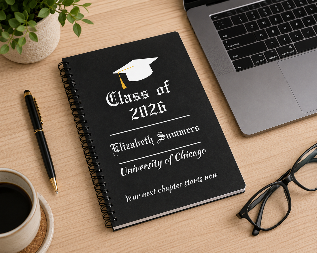 Personalized Graduation Journal – Custom Class of 2026 Notebook – Graduate Gift with Name & School – Senior Keepsake Journal
