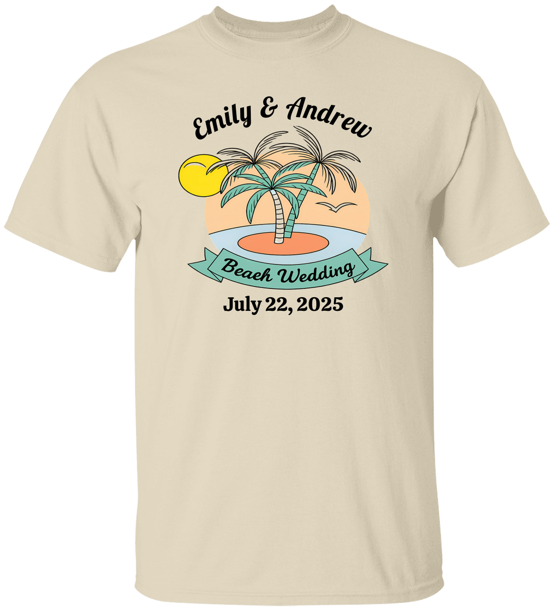 Personalized Beach Wedding Palm Tree Shirt, Custom Bride Groom Name Shirt, Tropical Destination Wedding Tee