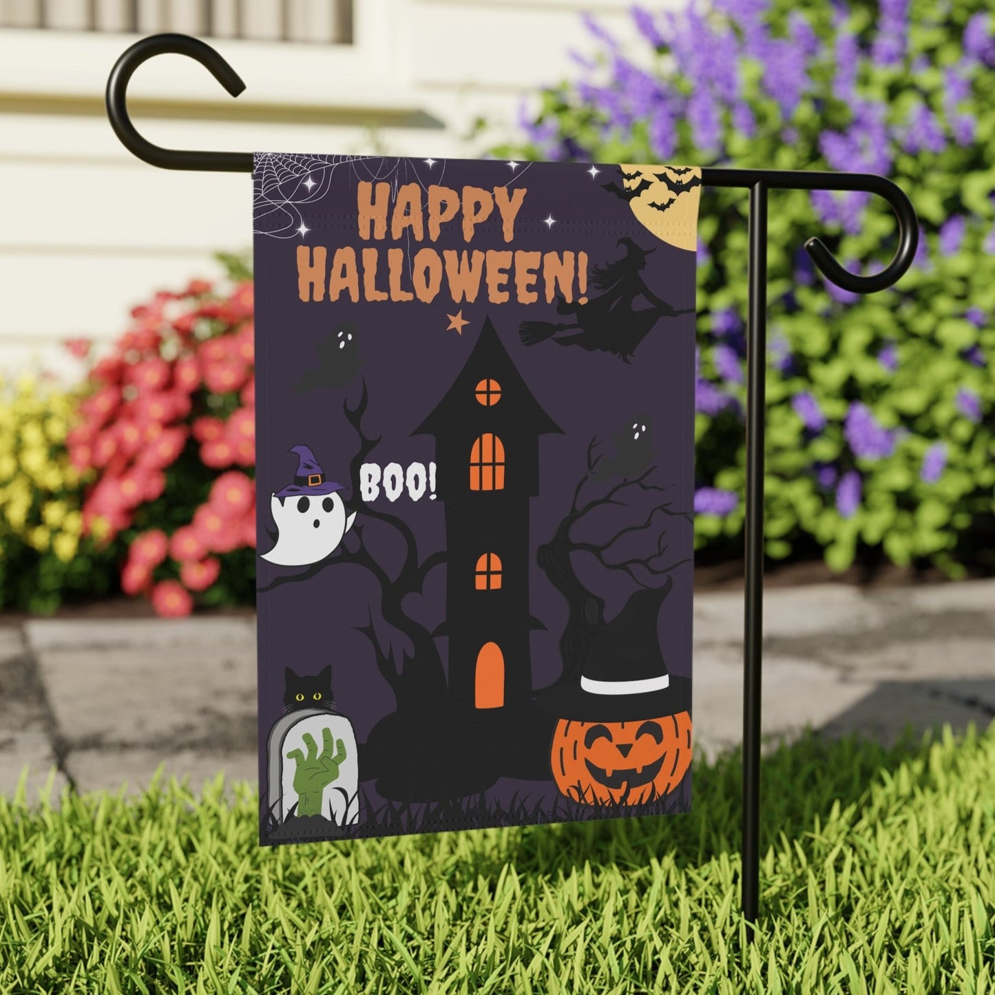 Halloween Haunted House Garden Banner