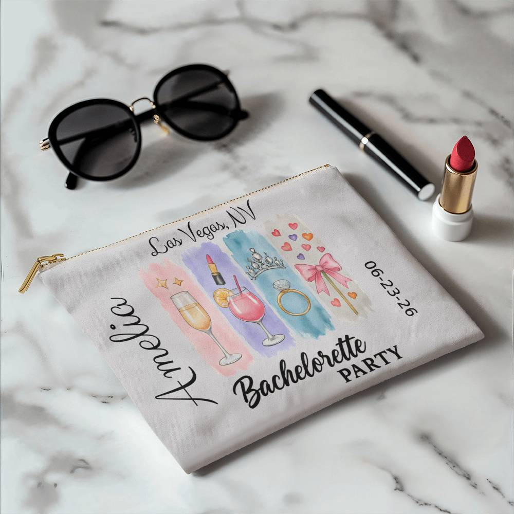 Bachelorette Personalized Makeup Bag, Bridal Shower Gift, Custom Bridesmaid Pouch, Party Favors