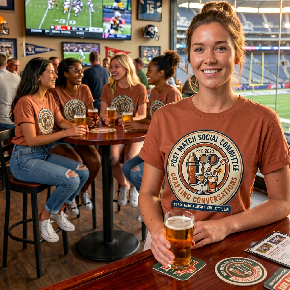Post Match Social Committee – Comfort Colors Graphic Tee & Matching Dad Cap with Est. Group Year Personalization