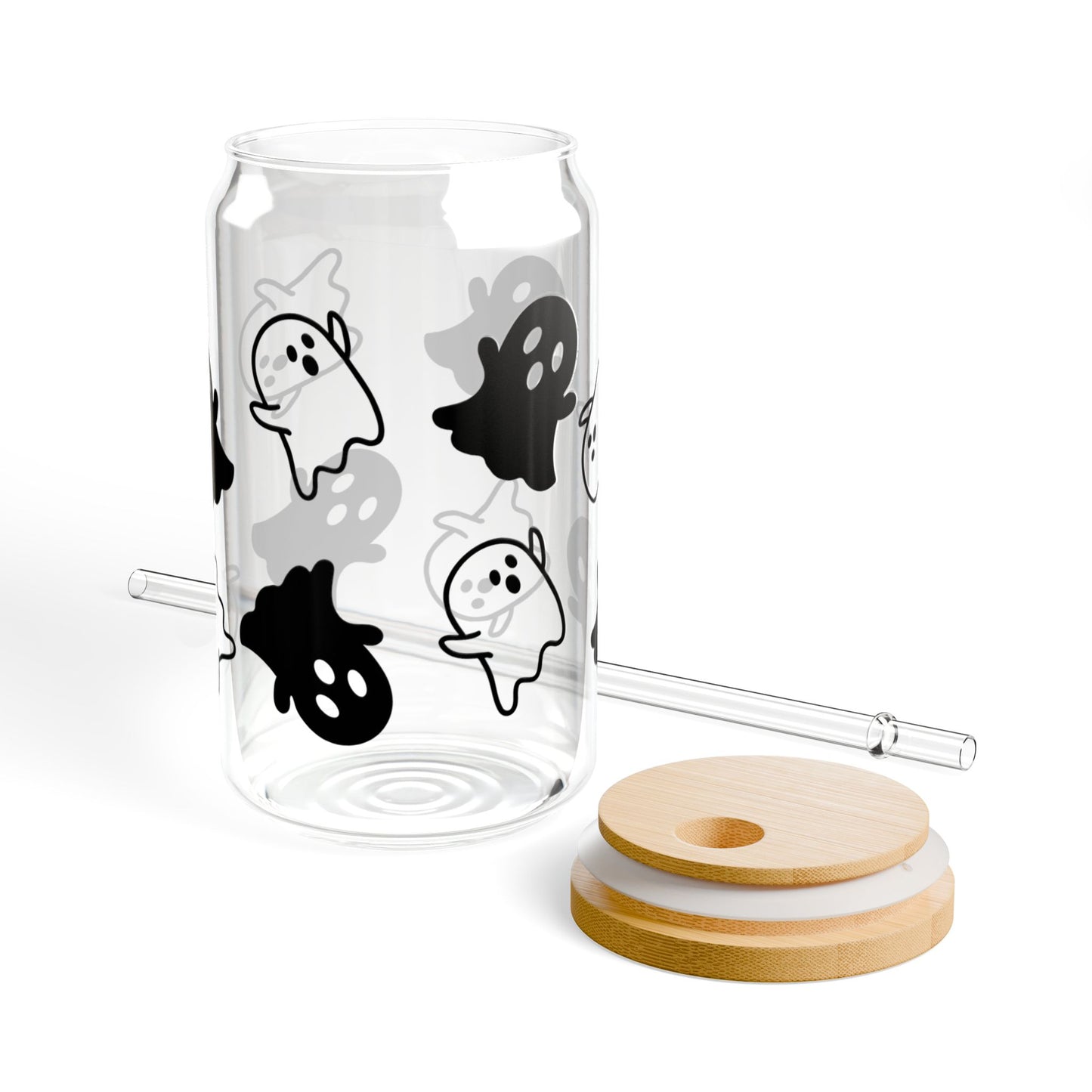 Spooky Season Beverage Can Glass |Halloween Ghost Beverage Glass | Fall Sipper | 16 oz Sipper Glass |