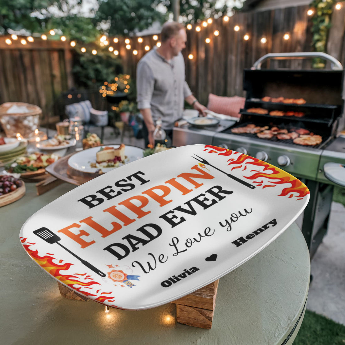 BBQ Grilling Personalized Plate, Daddy's Grilling Plate for Father's Day, Custom Gift for Him 10”x14” Platter