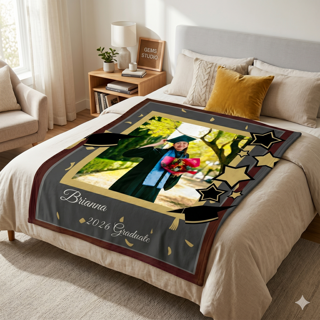 Personalized Graduation Blanket with Photo – Custom Name & Year Keepsake Gift for Graduate (Class of 2026)