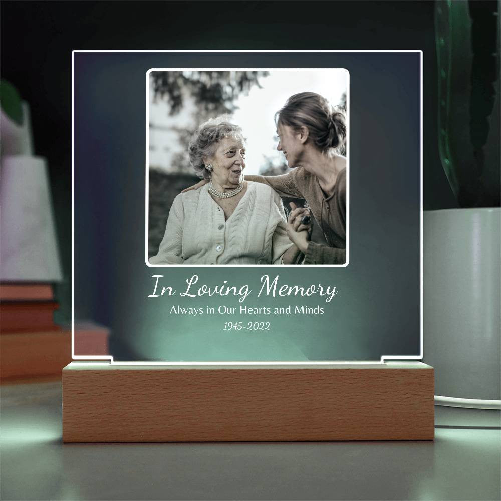 Personalized Memorial "In Loving Memory" Photo Acrylic Square Nite Light!