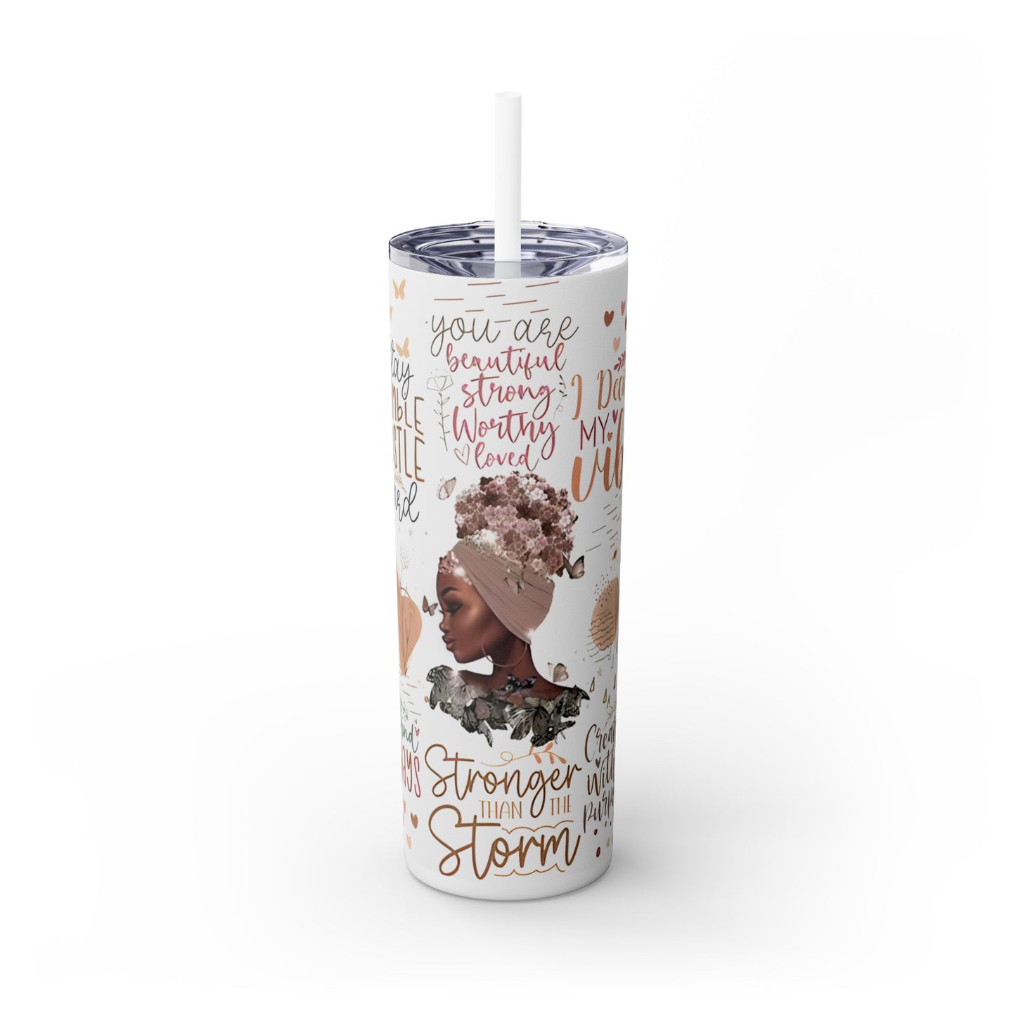 Daily Affirmations Skinny Tumbler with Straw, 20oz