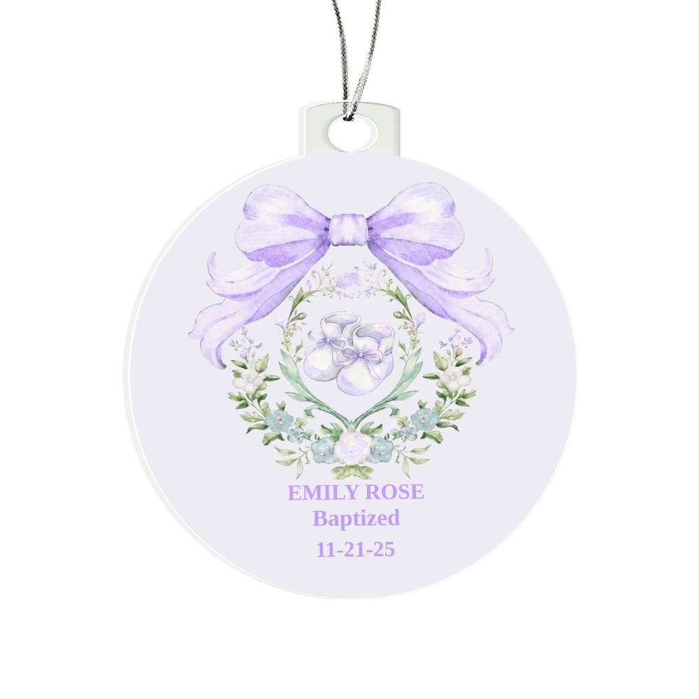Personalized Acrylic Ornament, Custom Christmas Keepsake, Baptism Gift, Special Occasion Present, Gift for Family