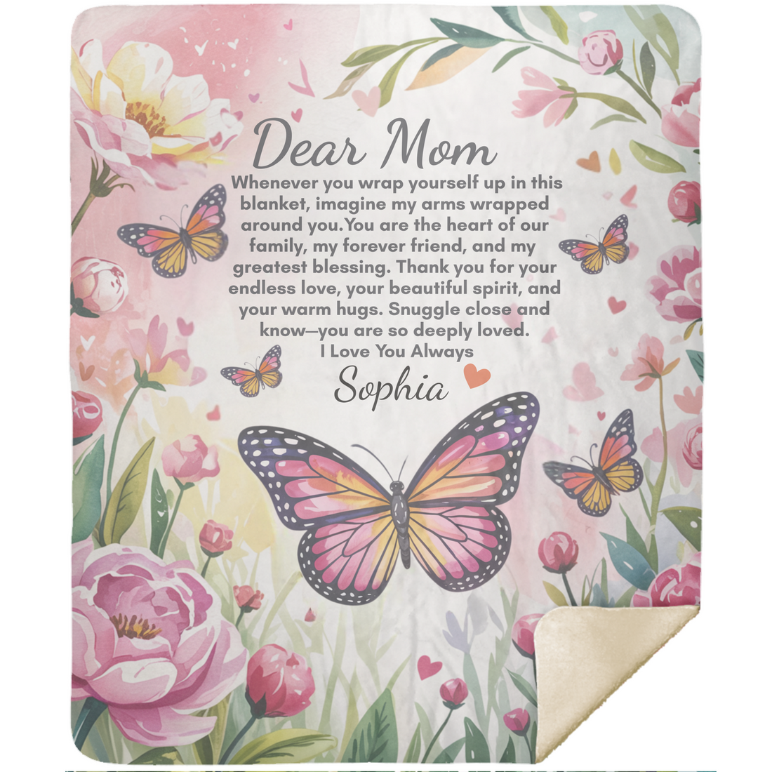 Personalized Mom Butterfly Throw Blanket, Mothers Day Gifts, For Mom Butterfly Blanket