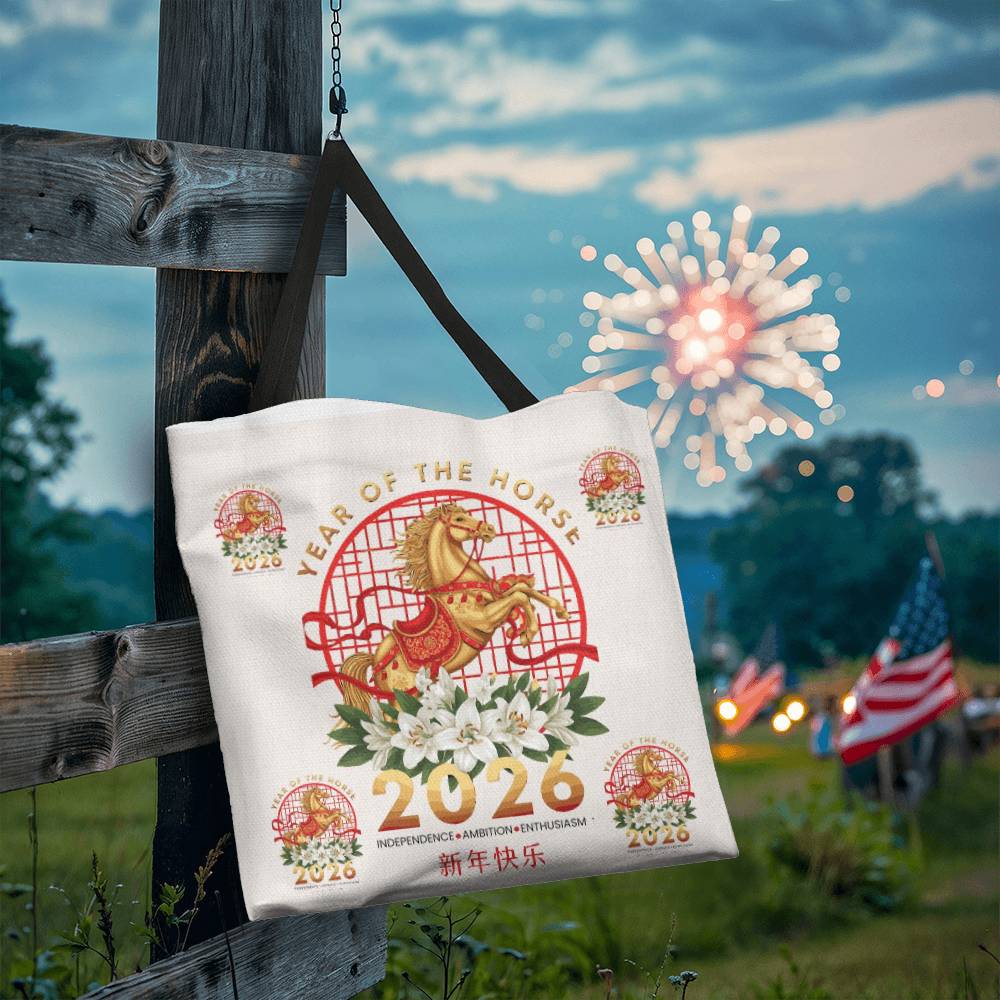 Year of the Horse Tote Bag, 2026 Zodiac Lunar New Year Keepsake!