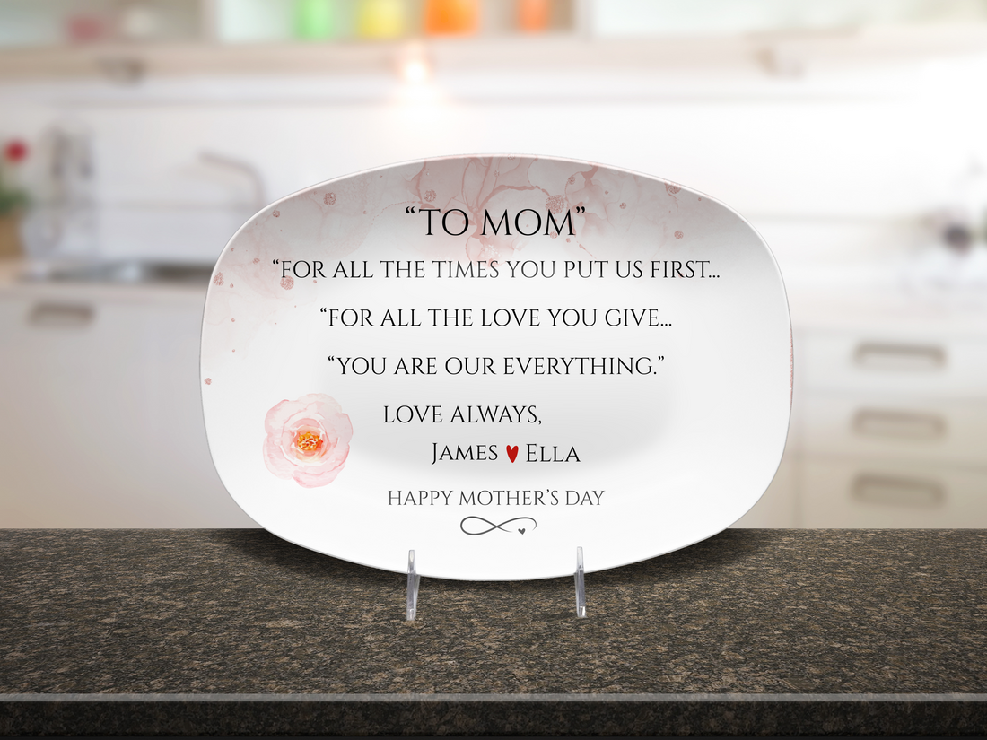 Personalized Mother’s Day Platter – Custom Mom Gift with Kids Names – “To Mom” Sentimental Keepsake Plate – Gift from Daughter or Son